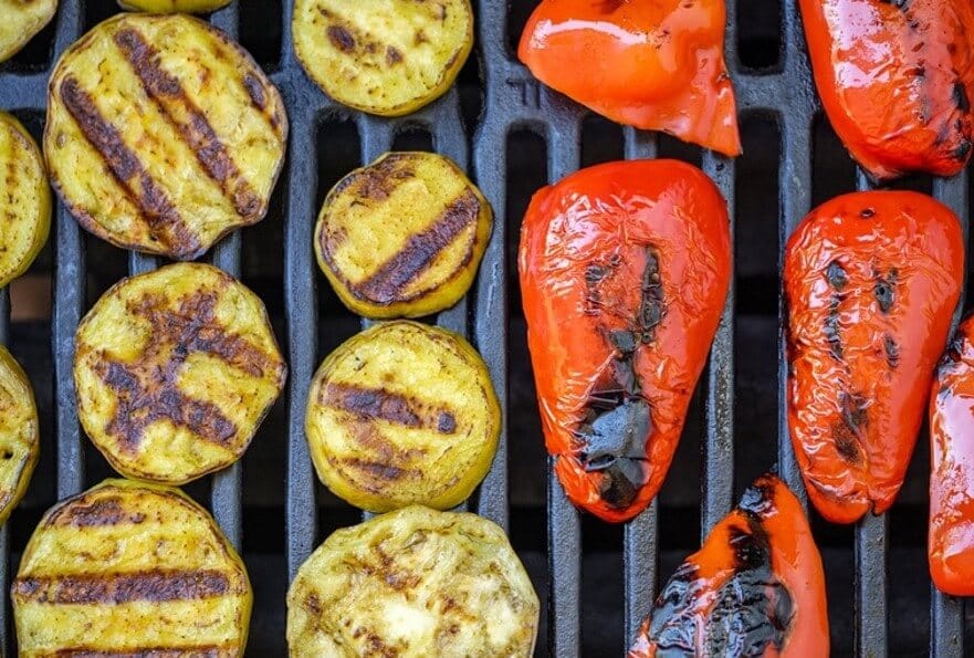 vegetables on grill