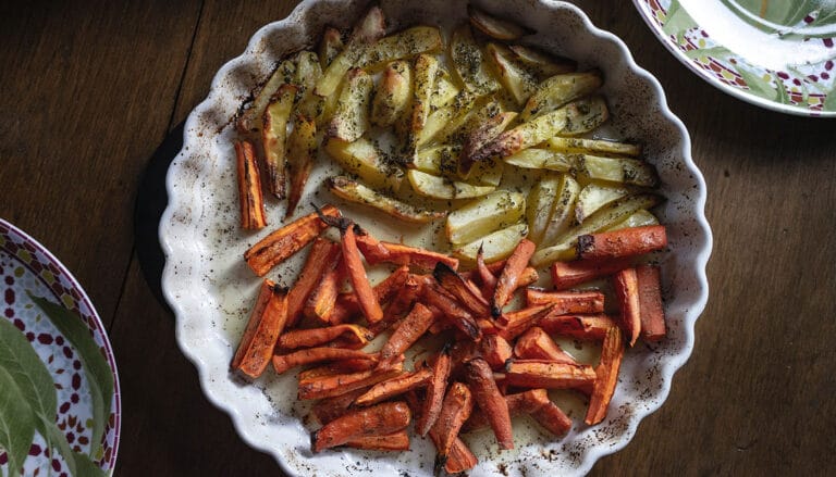 grilled potatoes and carrots